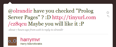 Tweet about Prolog Server Pages